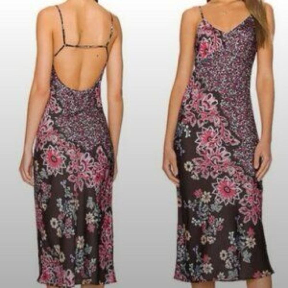 Free People Floral Slip Lingerie Dress You Better Side Black